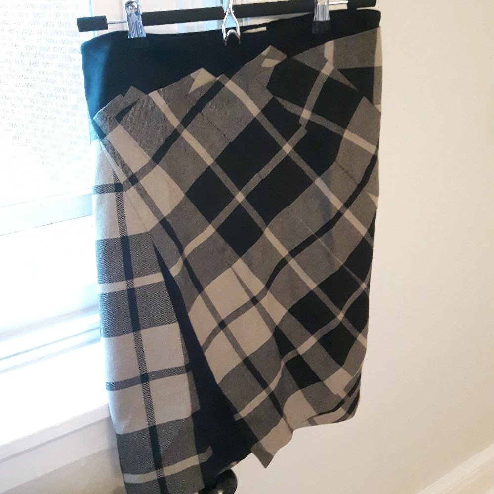 Asymetrical Karen Millen (UK) Wool Plaid Skirt